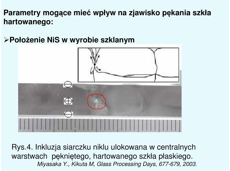 Inkluzja siarczku niklu ulokowana w centralnych warstwach