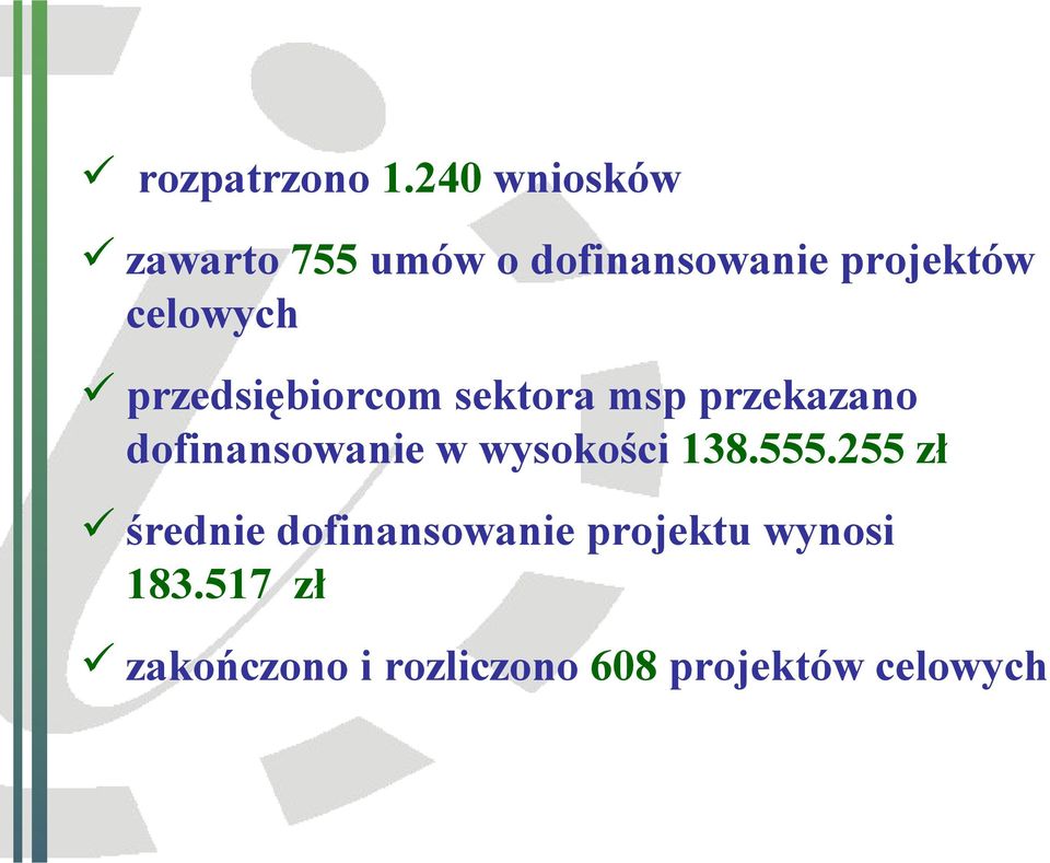 celowych przedsiębiorcom sektora msp przekazano dofinansowanie w