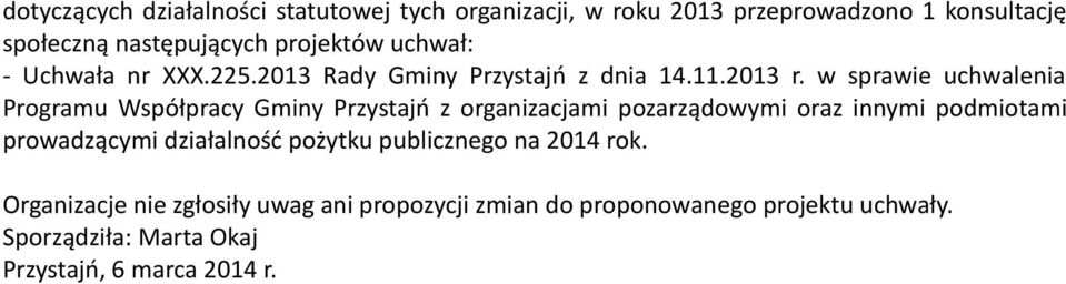 w sprawie uchwalenia Programu Współpracy Gminy Przystajń z organizacjami pozarządowymi oraz innymi podmiotami prowadzącymi