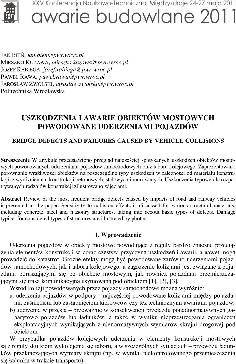 pl JÓZEF RABIEGA, jozef.rabiega@pwr.wroc.