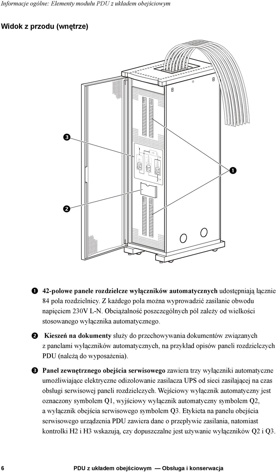 Kieszeń na dokumenty służy do przechowywania dokumentów związanych z panelami wyłączników automatycznych, na przykład opisów paneli rozdzielczych PDU (należą do wyposażenia).