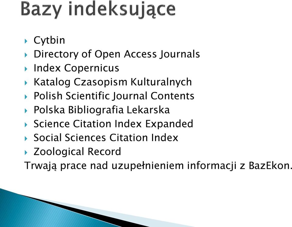 Bibliografia Lekarska Science Citation Index Expanded Social Sciences