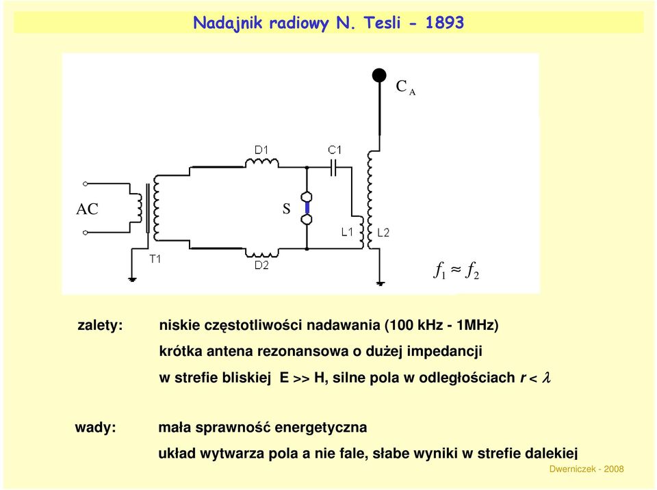 khz - 1MHz) krótka antena rezonansowa o duŝej impedancji w strefie bliskiej