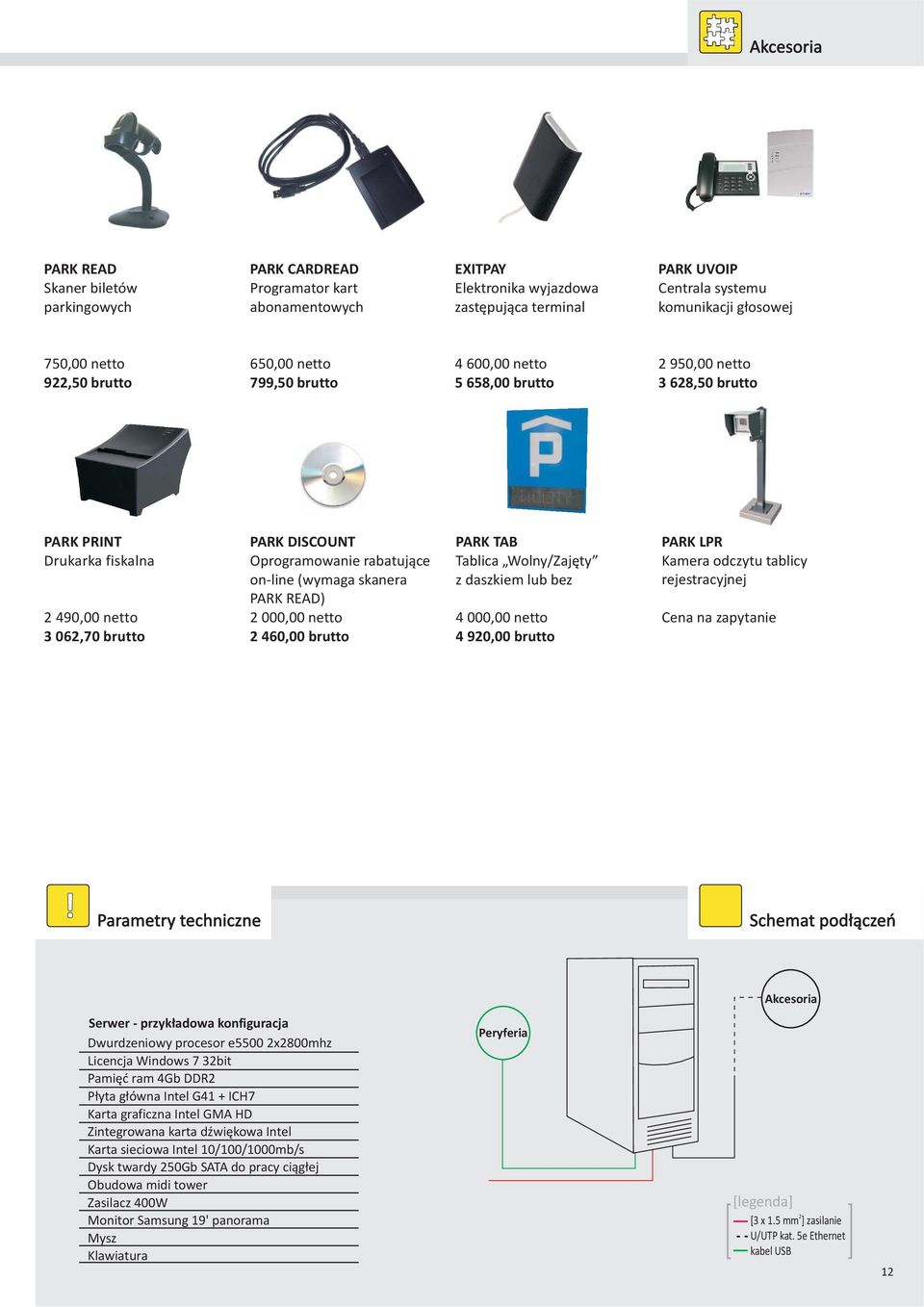 rabatuj¹ce on-line (wymaga skanera PARK READ) 000,00 netto 460,00 brutto PARK TAB Tablica Wolny/Zajêty z daszkiem lub bez 4 000,00 netto 4 90,00 brutto PARK LPR Kamera odczytu tablicy rejestracyjnej