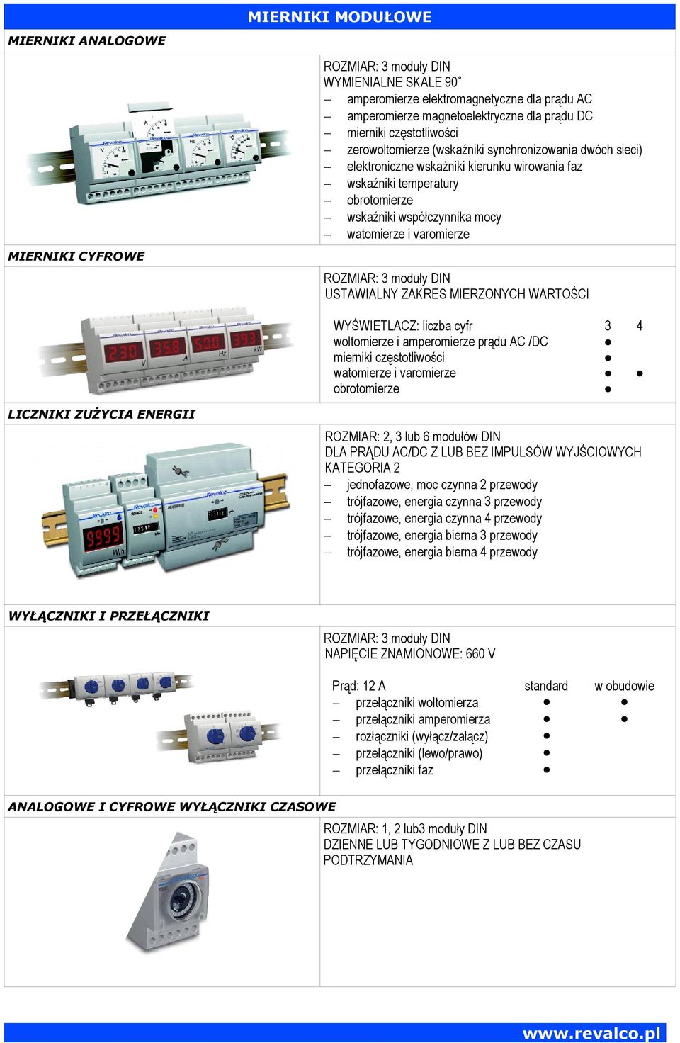 MIERNIKI CYFROWE ROZMIAR: 3 moduły DIN USTAWIALNY ZAKRES MIERZONYCH WARTOŚCI WYŚWIETLACZ: liczba cyfr woltomierze i amperomierze prądu AC /DC mierniki częstotliwości watomierze i varomierze