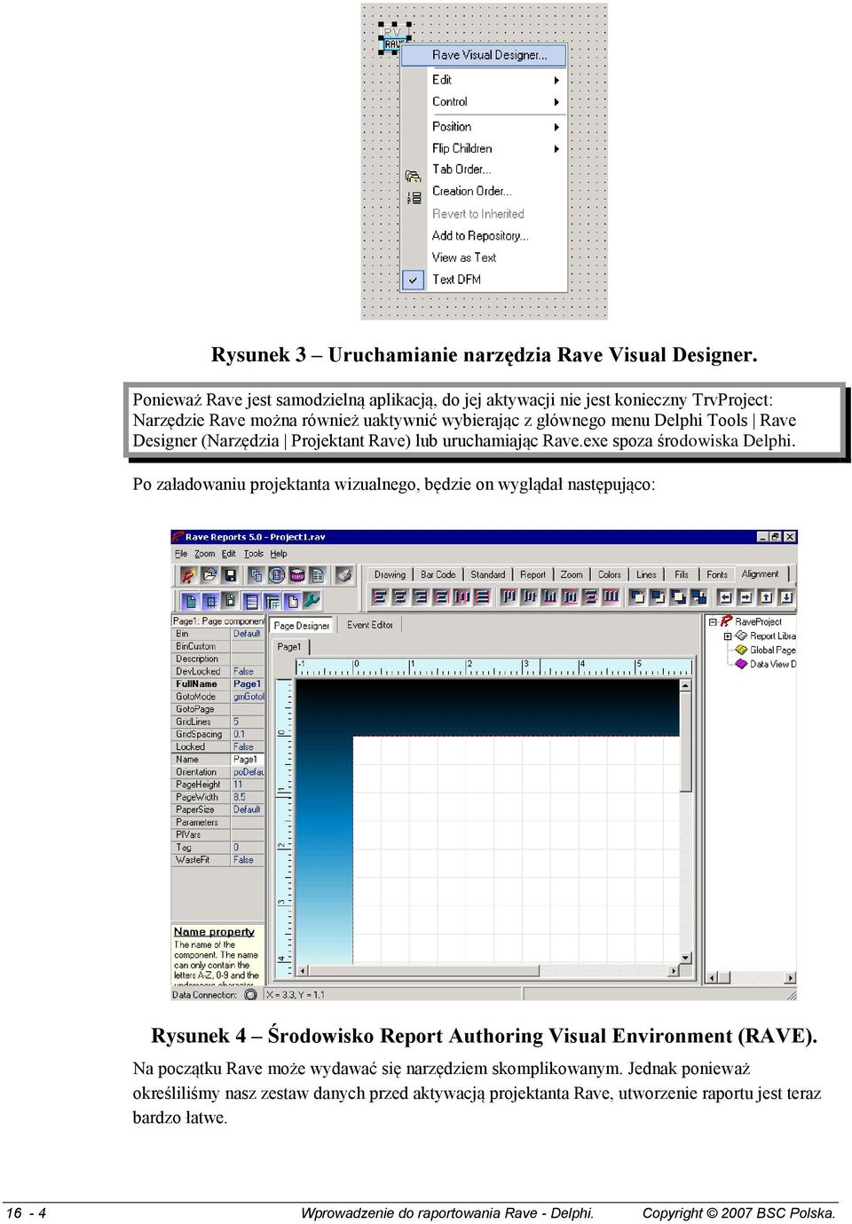 Designer (Narzędzia Projektant Rave) lub uruchamiając Rave.exe spoza środowiska Delphi.