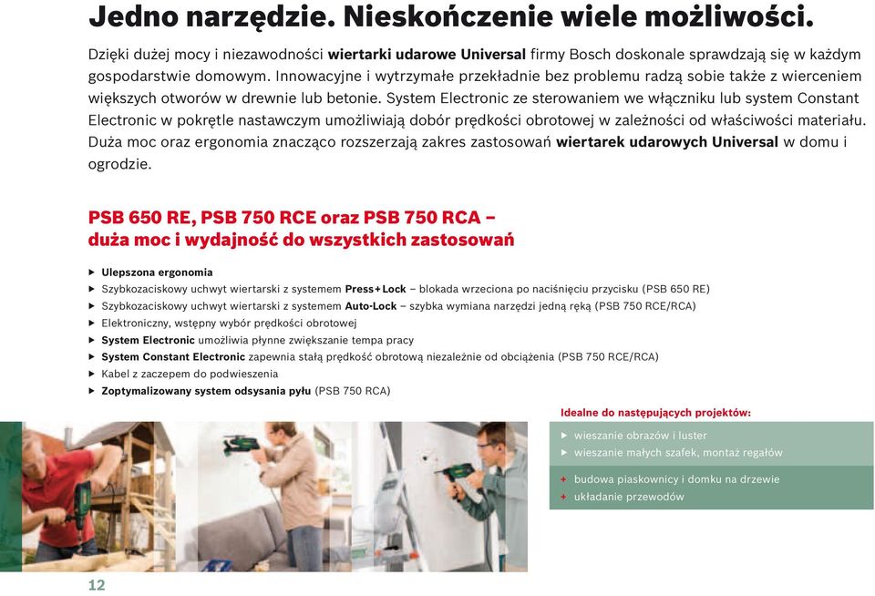 System Electronic ze sterowaniem we włączniku lub system Constant Electronic w pokrętle nastawczym umożliwiają dobór prędkości obrotowej w zależności od właściwości materiału.