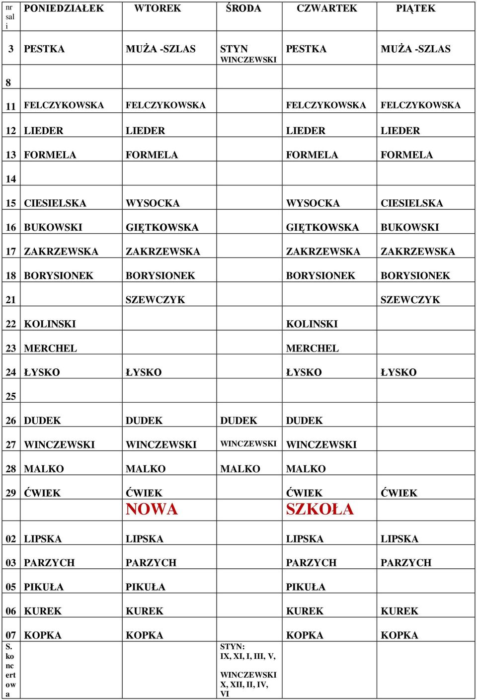 BORYSIONEK BORYSIONEK 21 SZEWCZYK SZEWCZYK 22 KOLINSKI KOLINSKI 23 MERCHEL MERCHEL 24 ŁYSKO ŁYSKO ŁYSKO ŁYSKO 25 26 DUDEK DUDEK DUDEK DUDEK 27 WINCZEWSKI WINCZEWSKI WINCZEWSKI WINCZEWSKI 28 MALKO