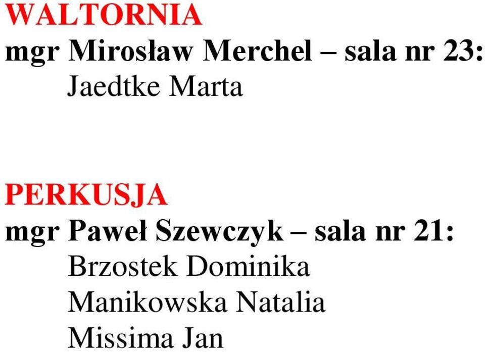 Paweł Szewczyk sala nr 21: Brzostek