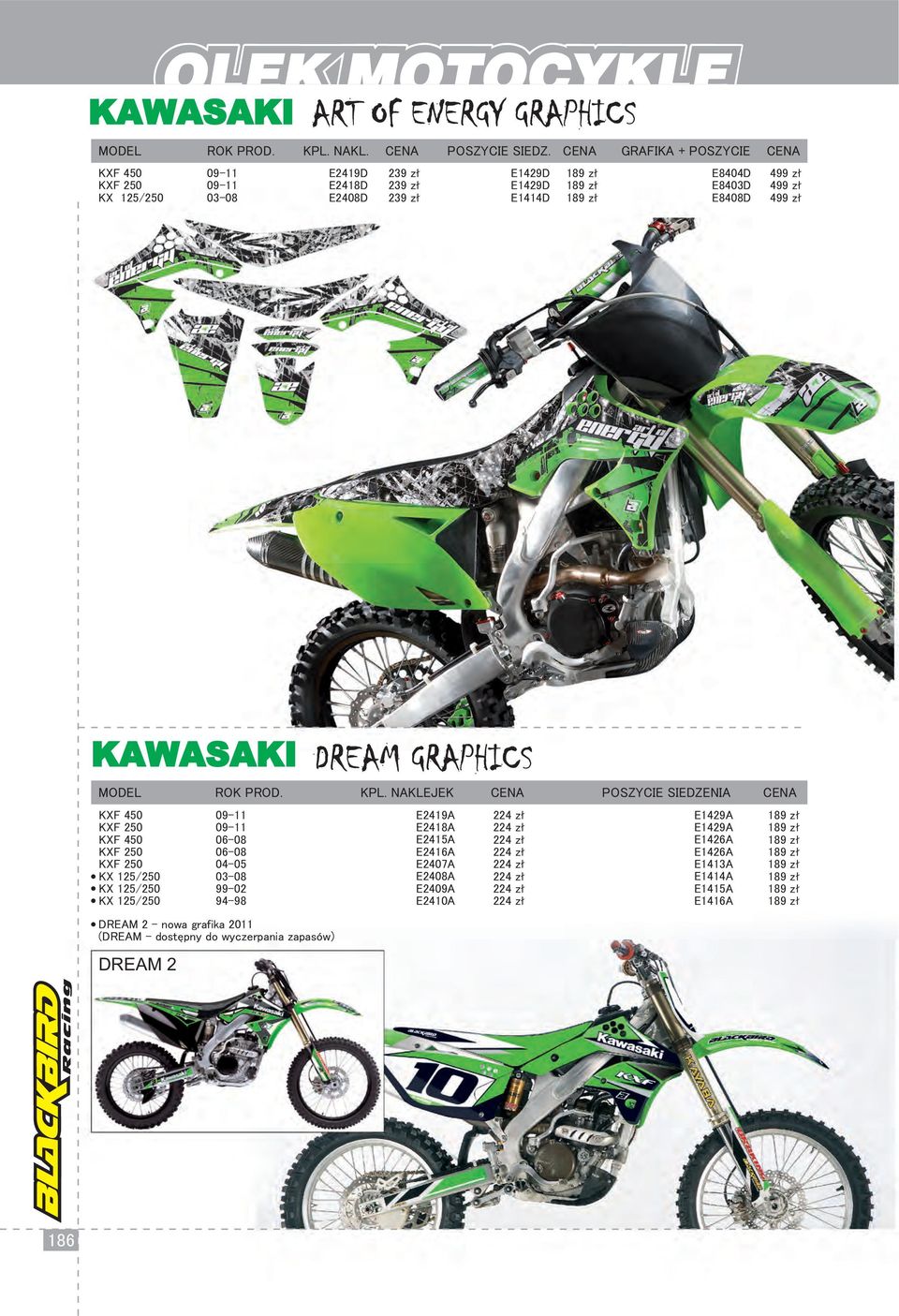 KAWASAKI KXF 450 KXF 250 KXF 450 KXF 250 KXF 250 KX 125/250 KX 125/250 KX 125/250 06-08 06-08 04-05 03-08 99-02 94-98 DREAM 2 -