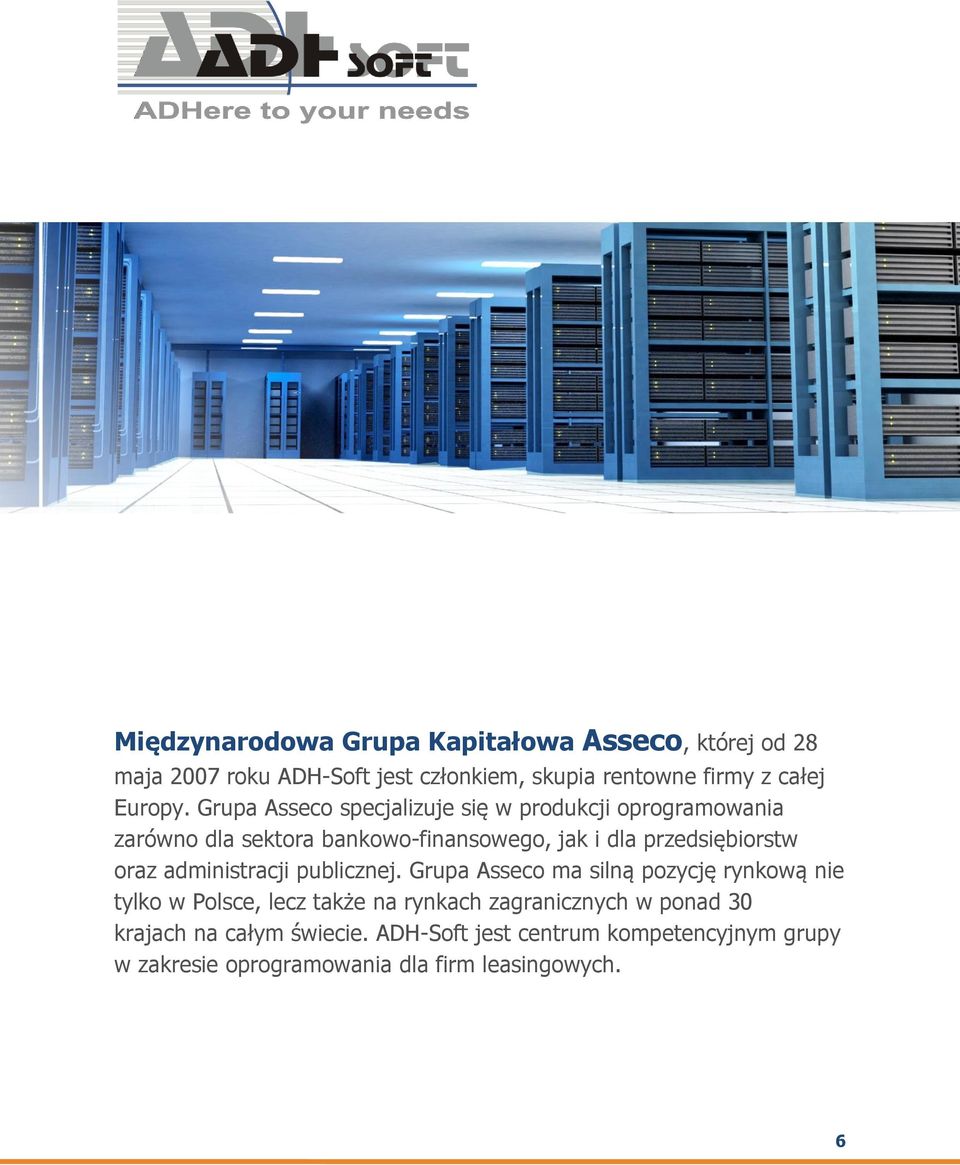 Grupa Asseco specjalizuje się w produkcji oprogramowania zarówno dla sektora bankowo-finansowego, jak i dla przedsiębiorstw