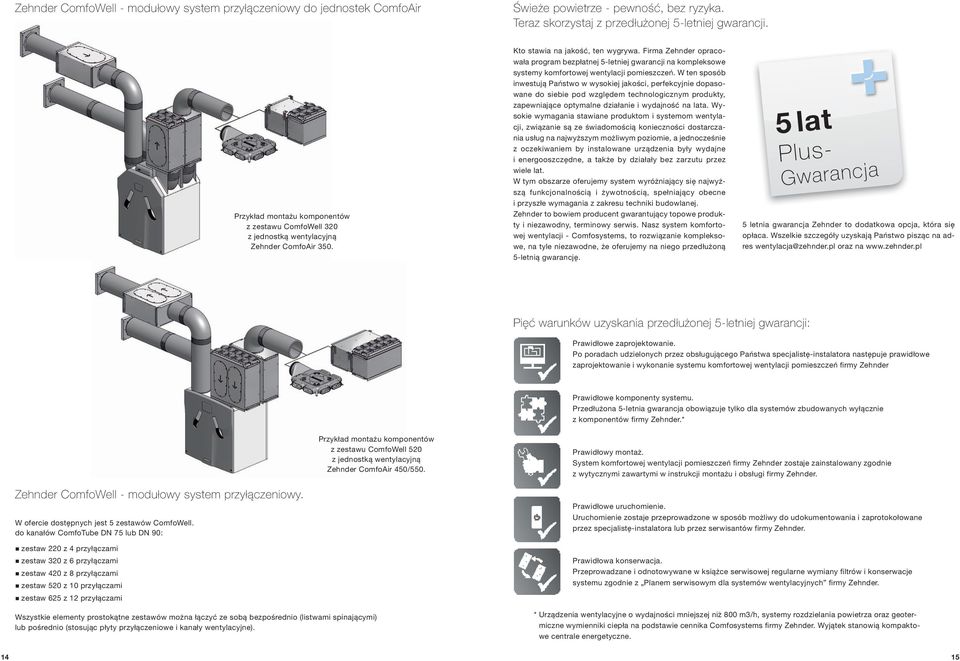 Firma Zehnder opracowała program bezpłatnej 5-letniej gwarancji na kompleksowe systemy komfortowej wentylacji pomieszczeń.