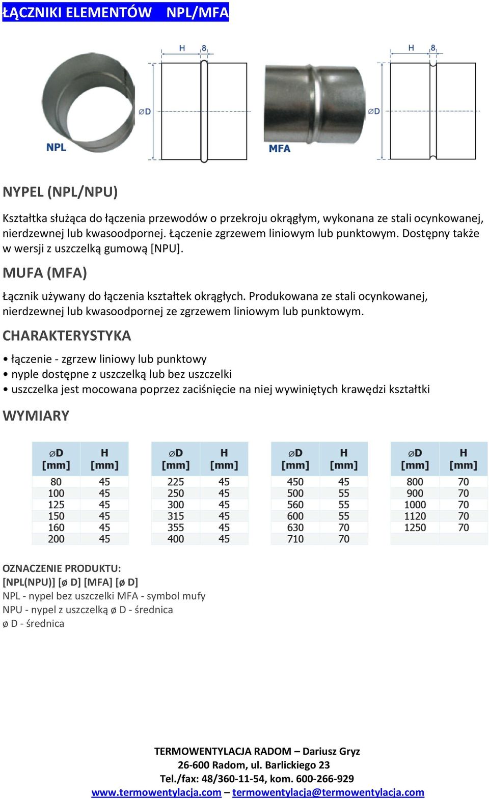 Produkowana ze stali ocynkowanej, nierdzewnej lub kwasoodpornej ze zgrzewem liniowym lub punktowym.