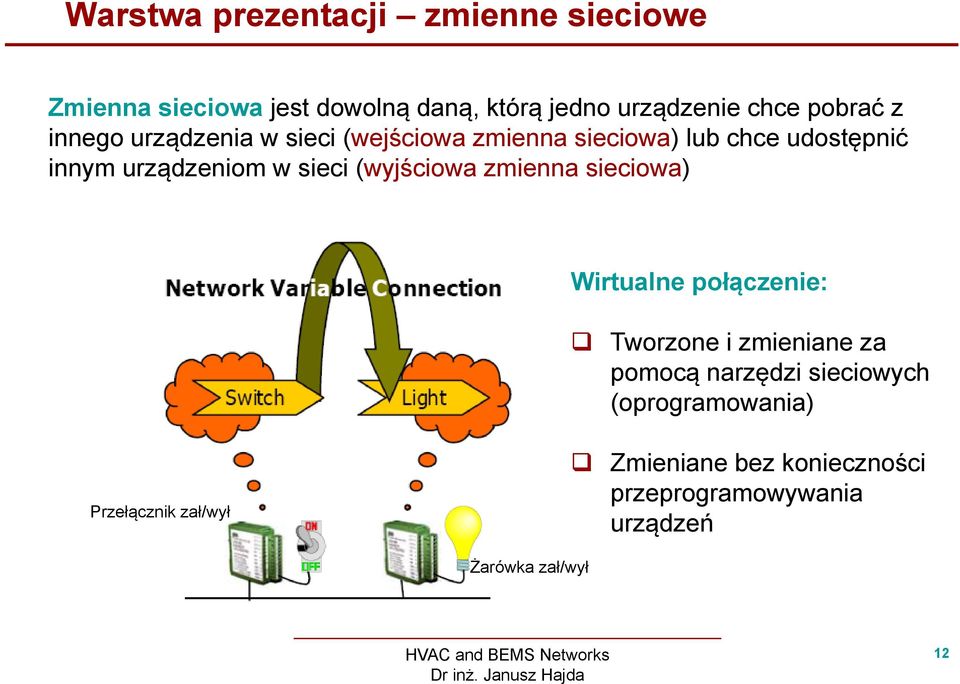 sieci (wyjściowa zmienna sieciowa) Wirtualne połączenie: Tworzone i zmieniane za pomocą narzędzi