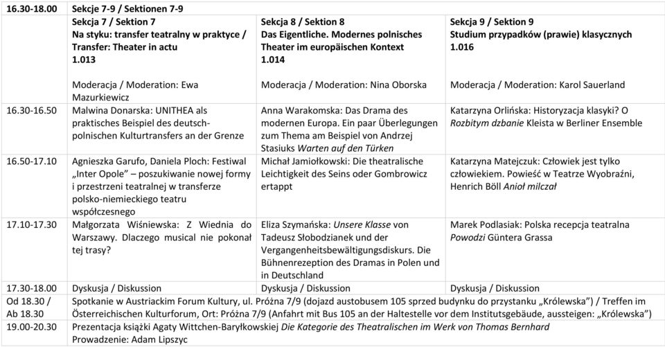 50 Malwina Donarska: UNITHEA als praktisches Beispiel des deutschpolnischen Kulturtransfers an der Grenze 16.50-17.