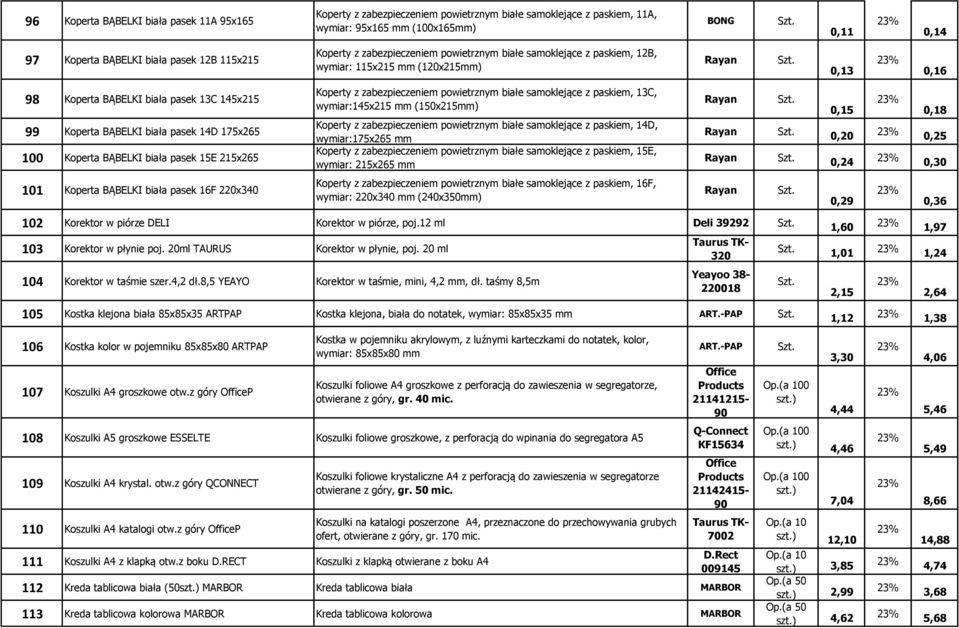 175x265 100 Koperta BĄBELKI biała pasek 15E 215x265 Koperty z zabezpieczeniem powietrznym białe samoklejące z paskiem, 13C, wymiar:145x215 mm (150x215mm) Koperty z zabezpieczeniem powietrznym białe