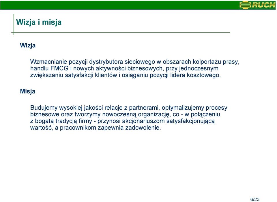 Budujemy wysokiej jakości relacje z partnerami, optymalizujemy procesy biznesowe oraz tworzymy nowoczesną organizację, co