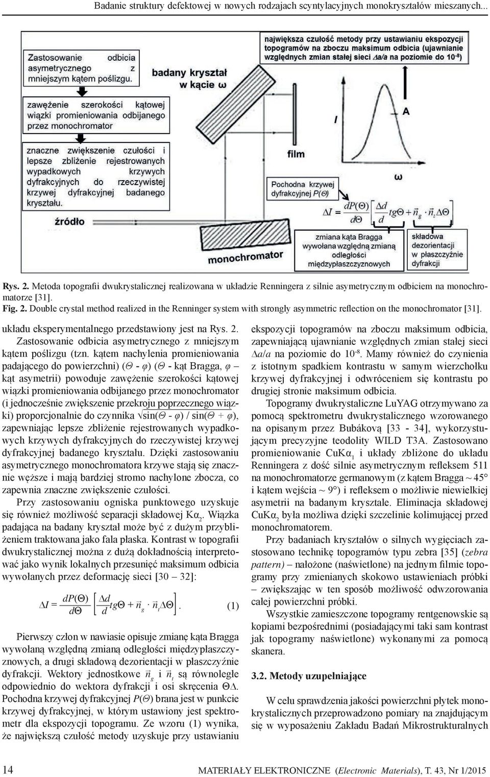 Double crystal method realized in the Renninger system with strongly asymmetric reflection on the monochromator [31]. układu eksperymentalnego przedstawiony jest na Rys. 2.