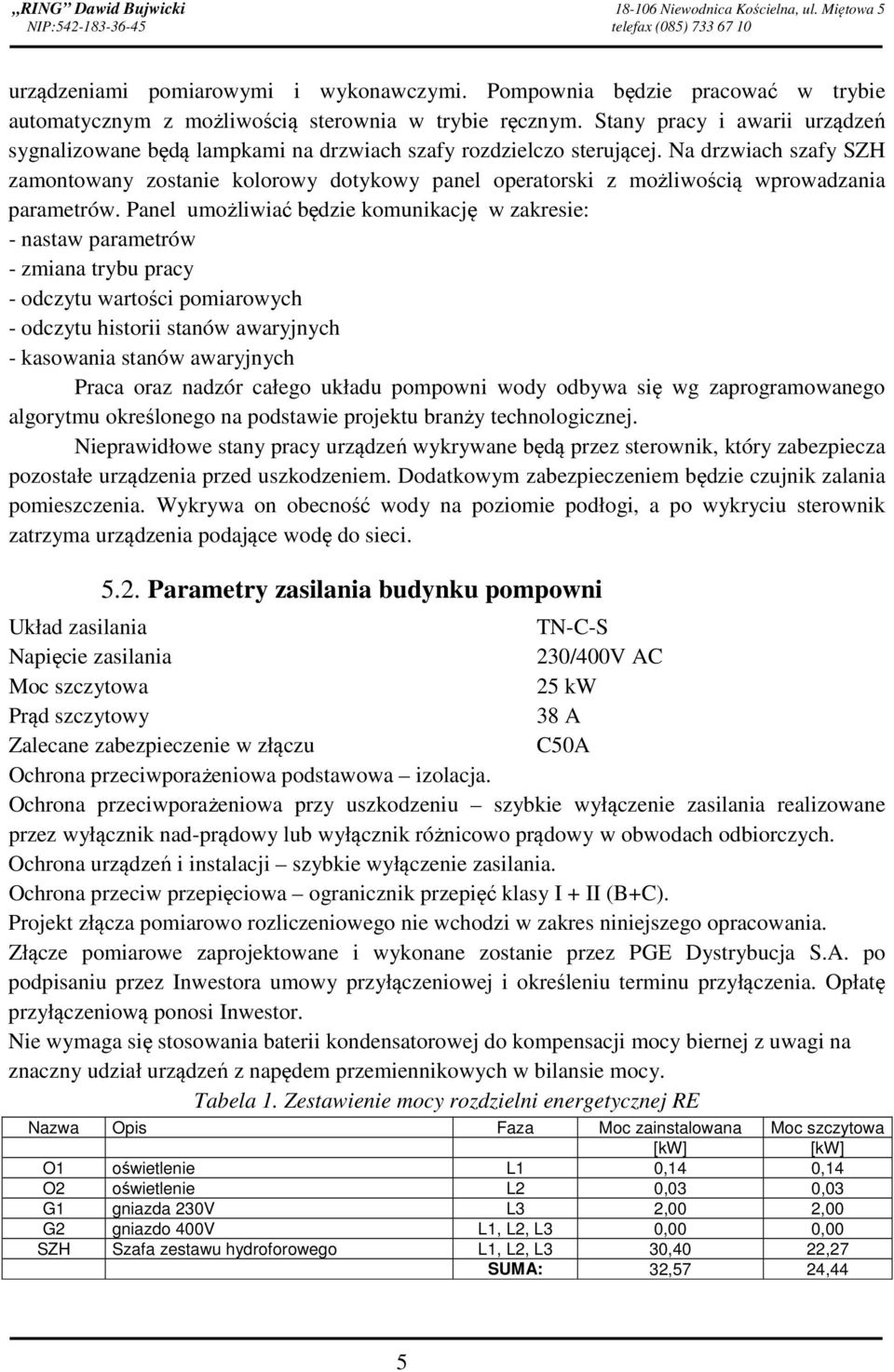 Na drzwiach szafy SZH zamontowany zostanie kolorowy dotykowy panel operatorski z możliwością wprowadzania parametrów.