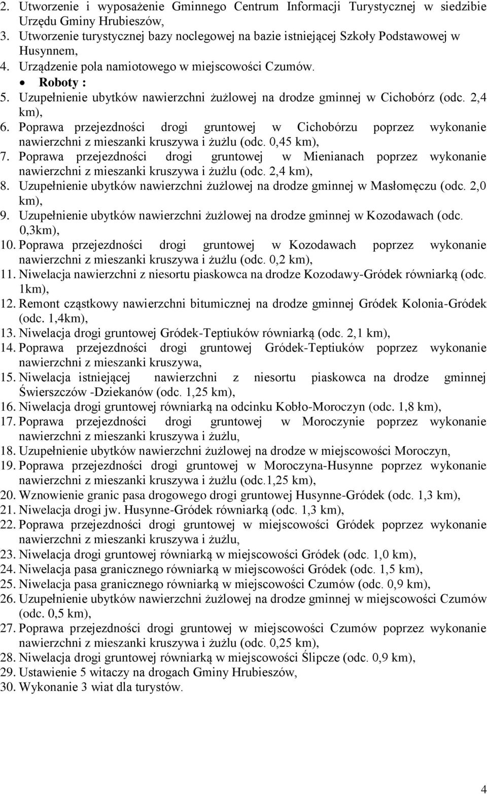 Uzupełnienie ubytków nawierzchni żużlowej na drodze gminnej w Cichobórz (odc. 2,4 km), 6.
