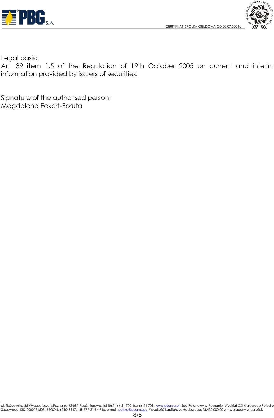 current and interim information provided by