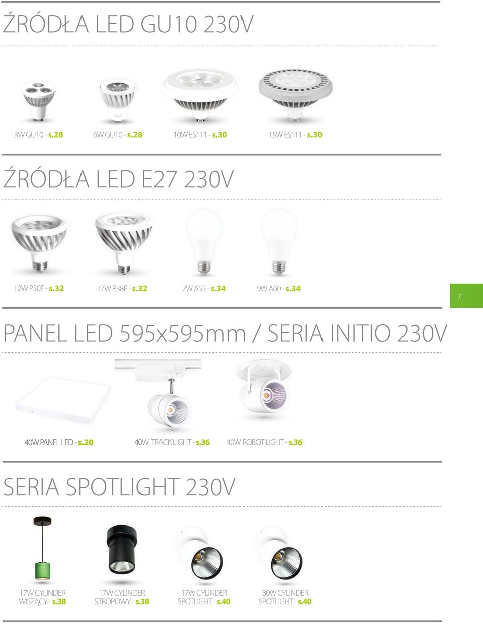 34 7 PNEL LED 595x595mm / SERI INITIO 2V 40W PNEL LED - s.20 40W TRCK LIGHT - s.