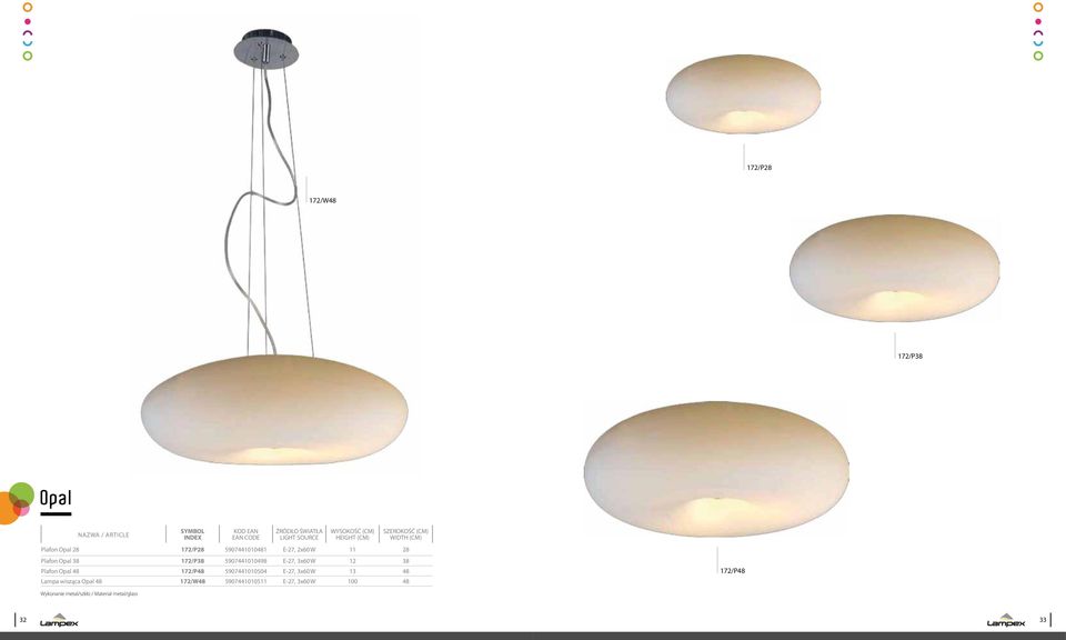 5907441010498 12 38 Plafon Opal 48 172/P48 5907441010504