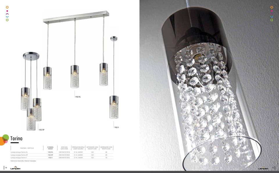 Torino 3P 192/3P 5907441013925 E-14, 3x W 120 20 Lampa