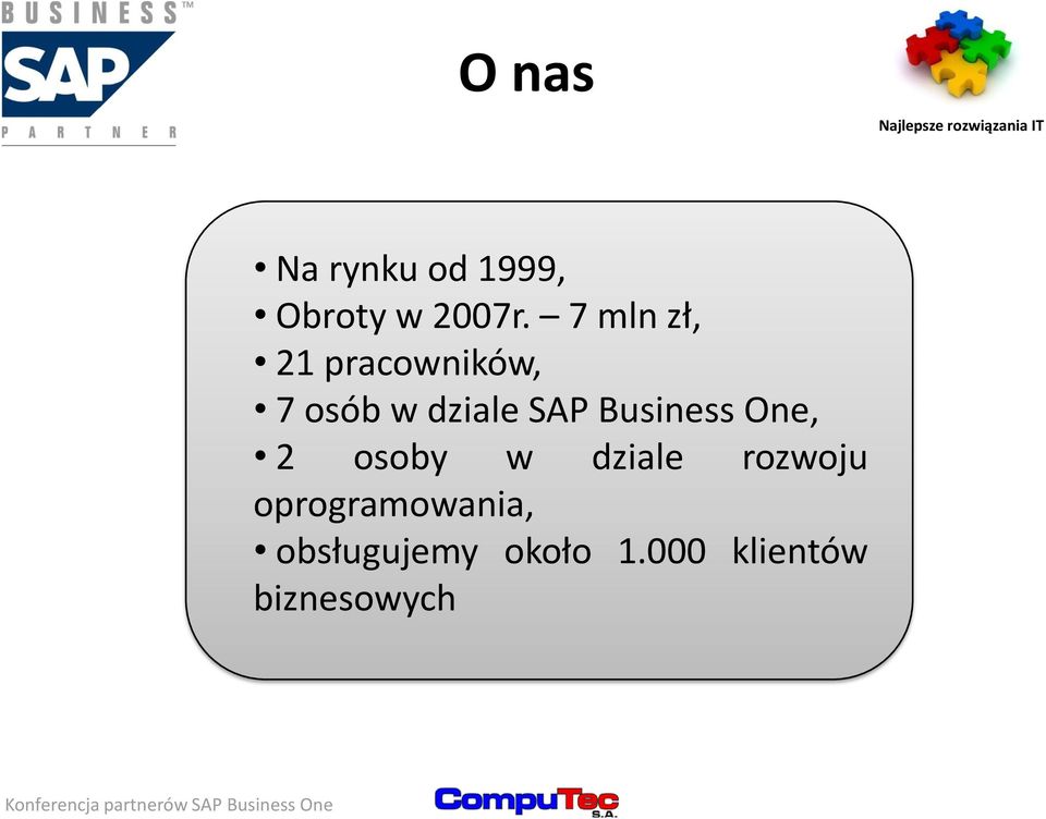 Business One, 2 osoby w dziale rozwoju