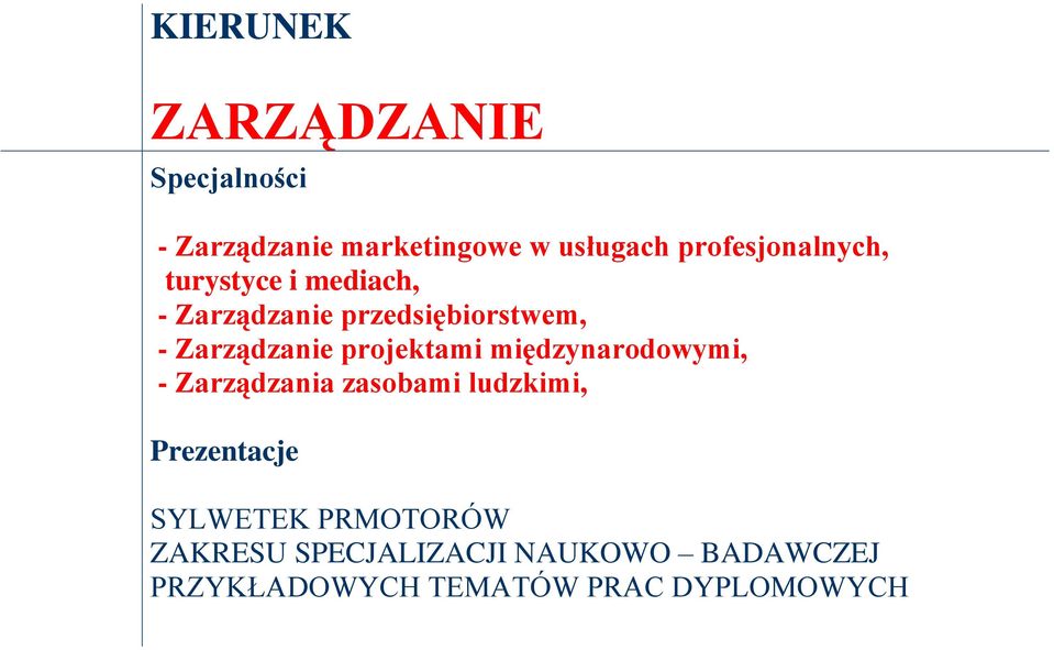 Zarządzanie projektami międzynarodowymi, - Zarządzania zasobami ludzkimi,