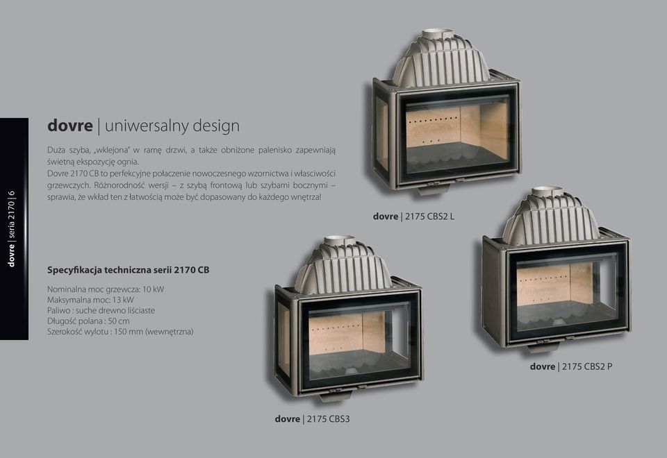 Różnorodność wersji z szybą frontową lub szybami bocznymi sprawia, że wkład ten z łatwością może być dopasowany do każdego wnętrza!
