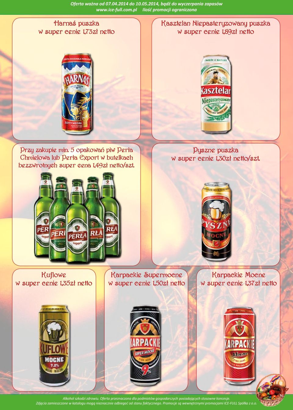 5 opkowń piw Perł Chmielow lub Perł Export w butelkch bezzwrotnych super cen 1,49zł