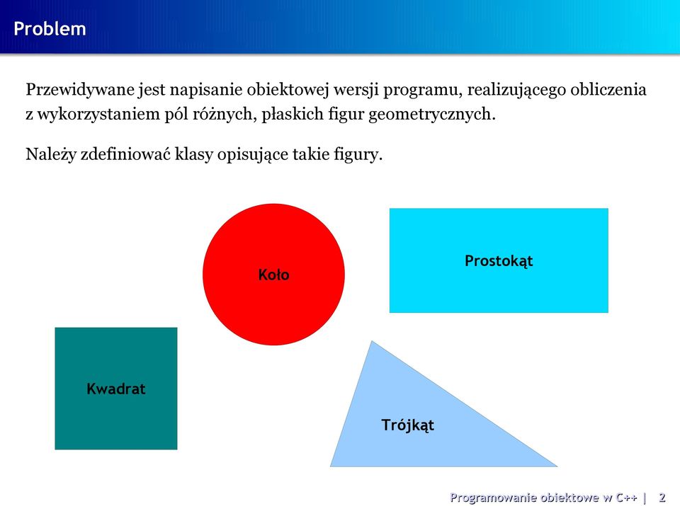 różnych, płaskich figur geometrycznych.