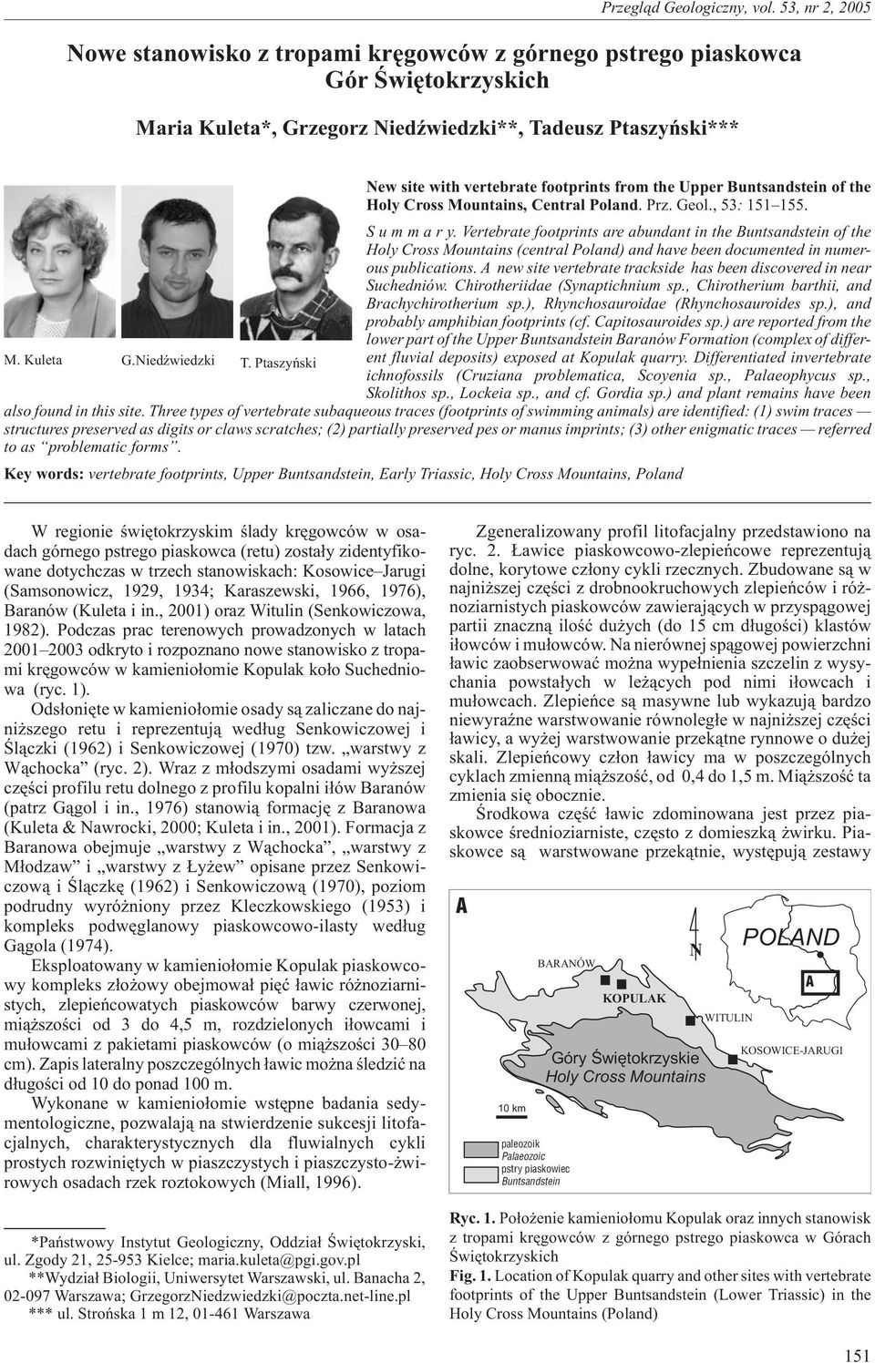 Vertebrate footprints are abundant in the untsandstein of the Holy Cross Mountains (central Poland) and have been documented in numerous publications.