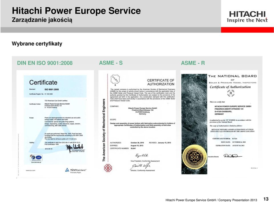 ASME - S ASME - R Hitachi Power