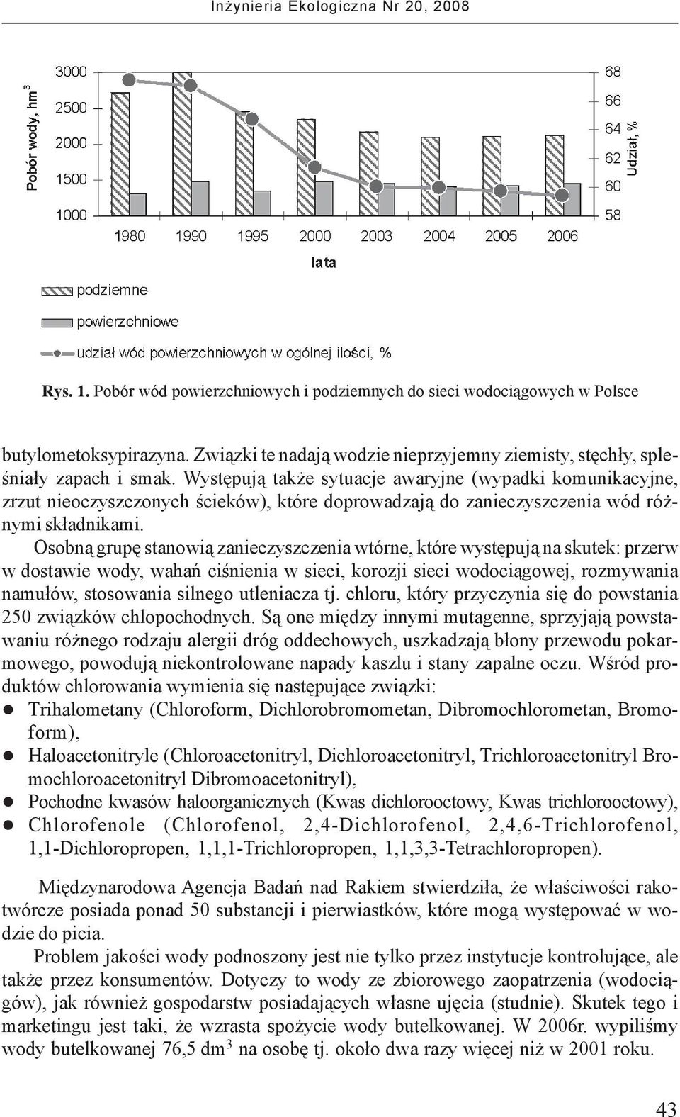 Osobn¹ grupê stanowi¹ zanieczyszczenia wtórne, które wystêpuj¹ na skutek: przerw w dostawie wody, wahañ ciœnienia w sieci, korozji sieci wodoci¹gowej, rozmywania namu³ów, stosowania silnego