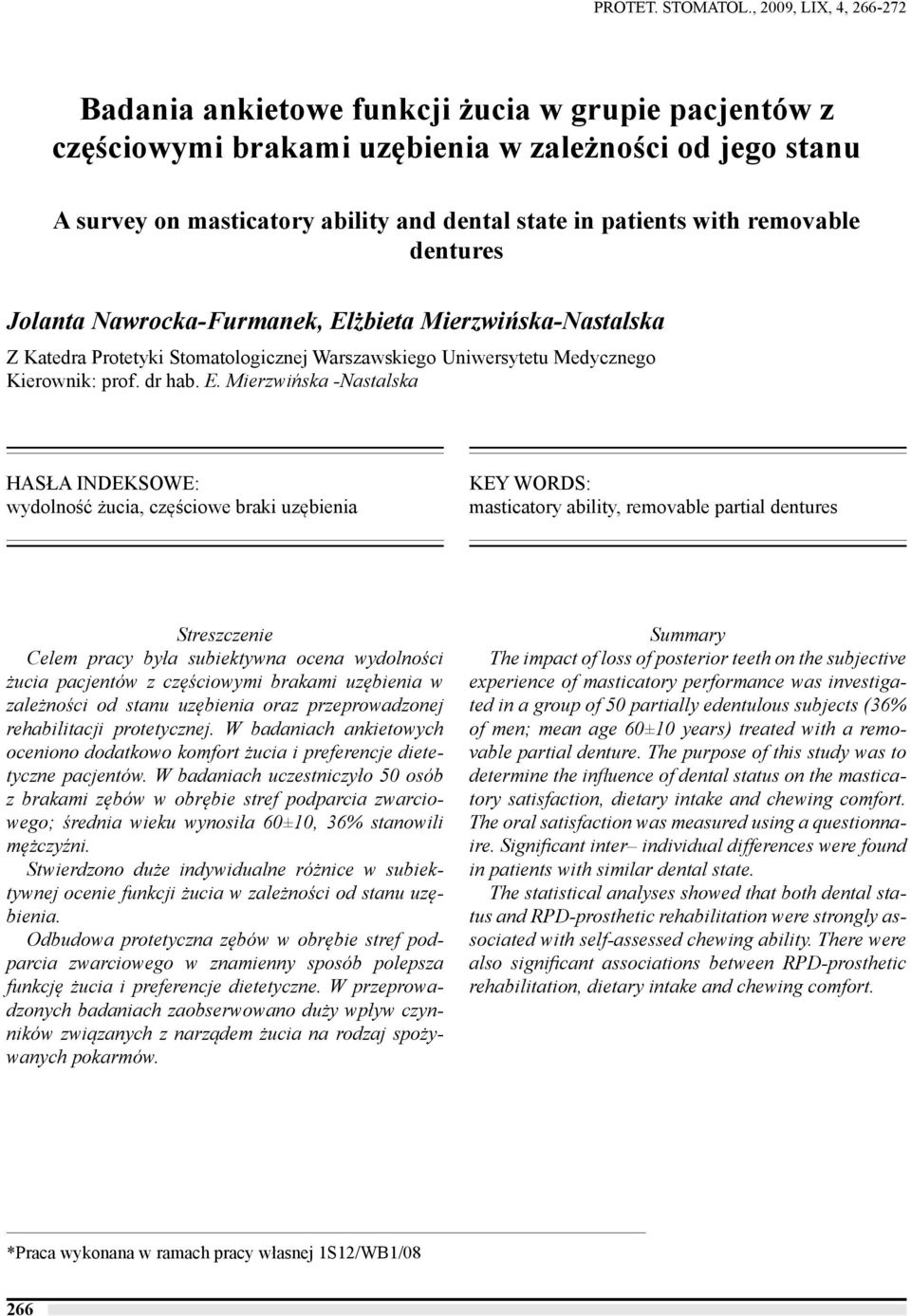 removable dentures Jolanta Nawrocka-Furmanek, El