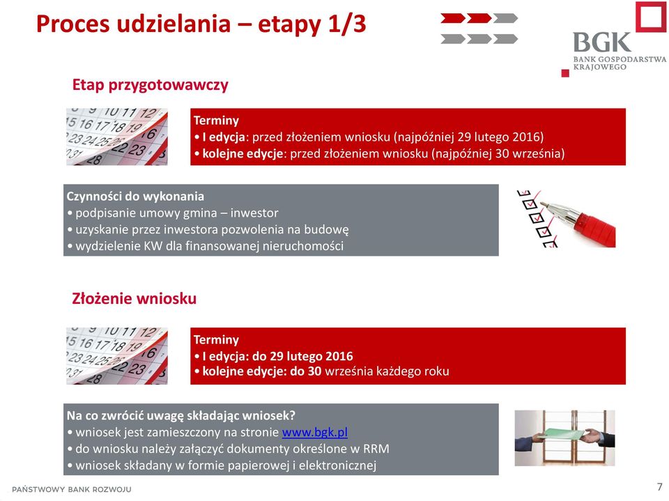 finansowanej nieruchomości Złożenie wniosku Terminy I edycja: do 29 lutego 2016 kolejne edycje: do 30 września każdego roku Na co zwrócić uwagę składając