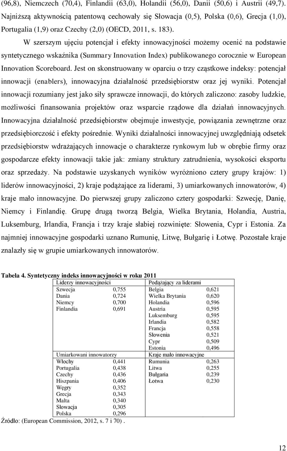 W szerszym ujęciu potencjał i efekty innowacyjności możemy ocenić na podstawie syntetycznego wskaźnika (Summary Innovation Index) publikowanego corocznie w European Innovation Scoreboard.