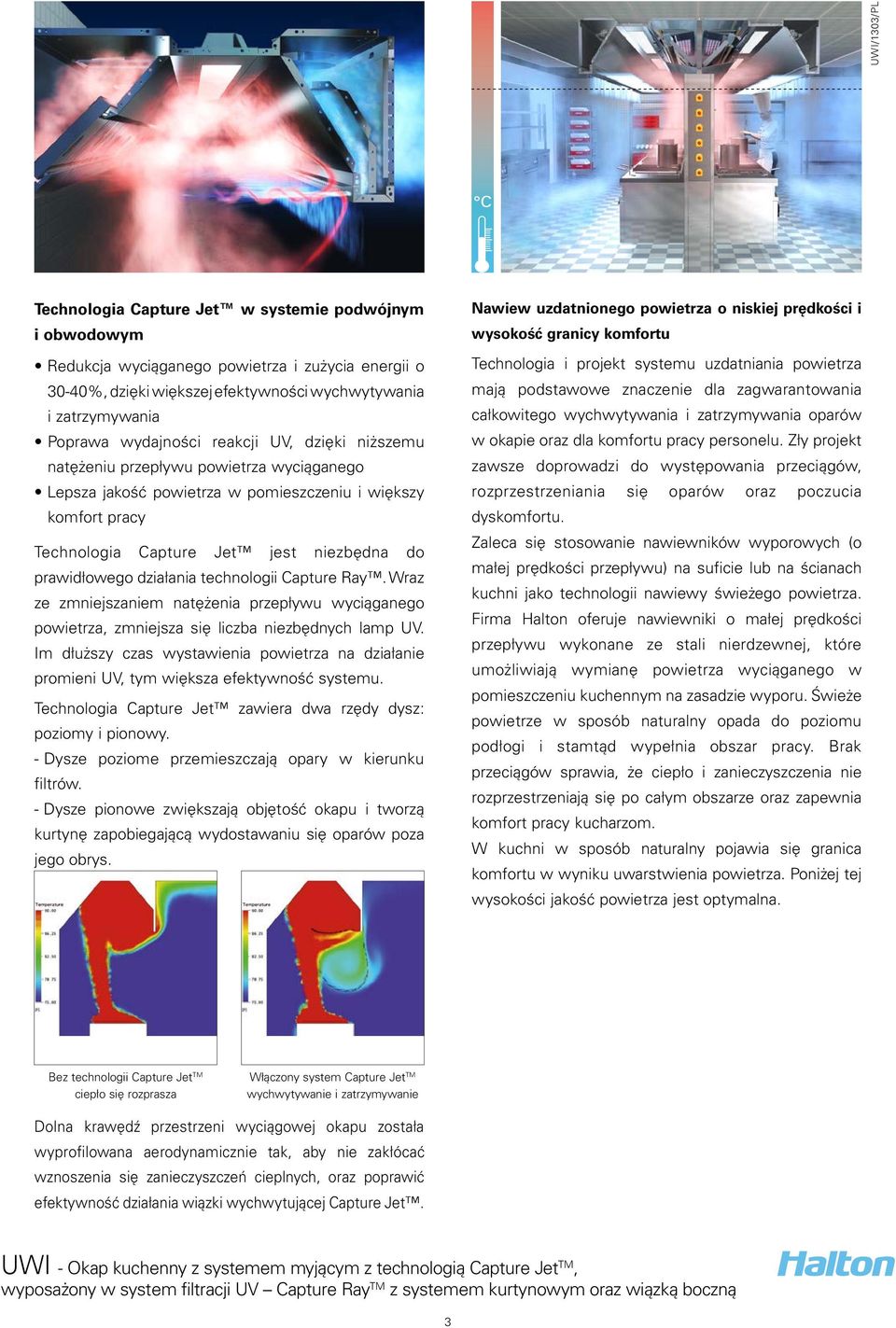 technologii Capture Ray. Wraz ze zmniejszaniem natężenia przepływu wyciąganego powietrza, zmniejsza się liczba niezbędnych lamp UV.