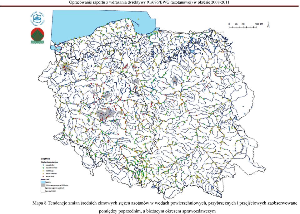 azotanów w wodach powierzchniowych, przybrzeżnych i przejściowych