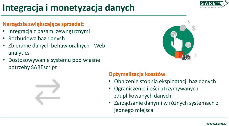 własne potrzeby SAREscript Optymalizacja kosztów Obniżenie stopnia eksploatacji baz danych