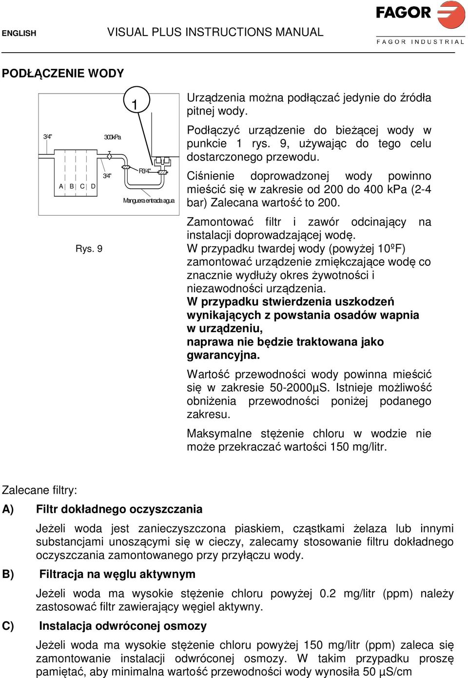 Zamontować filtr i zawór odcinający na instalacji doprowadzającej wodę.