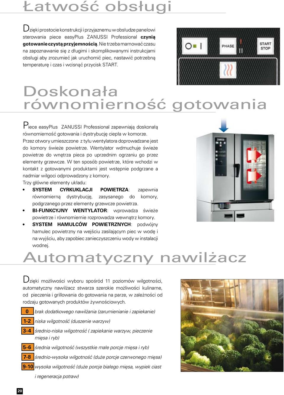 Doskonała równomierność gotowania Piece easyplus ZANUSSI Professional zapewniają doskonałą równomierność gotowania i dystrybucję ciepła w komorze.