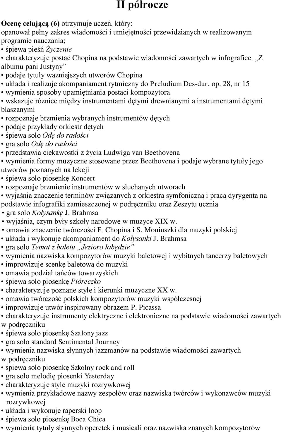 28, nr 15 wymienia sposoby upamiętniania postaci kompozytora wskazuje różnice między instrumentami dętymi drewnianymi a instrumentami dętymi blaszanymi rozpoznaje brzmienia wybranych instrumentów