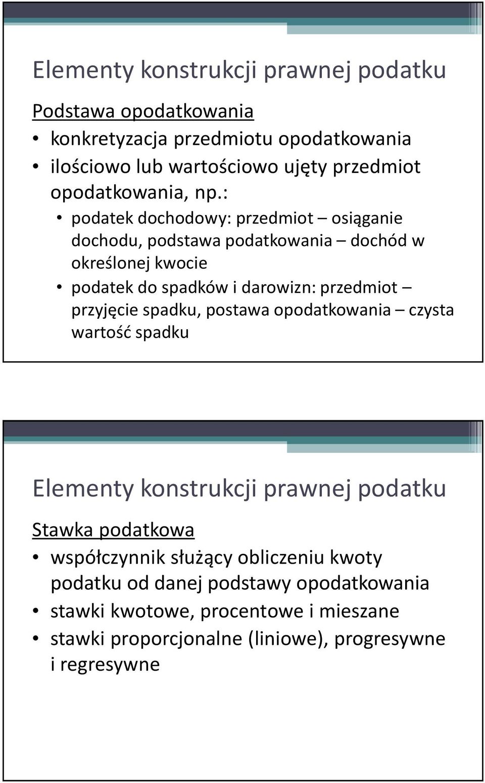 darowizn: przedmiot przyjęcie spadku, postawa opodatkowania czysta wartość spadku Stawka podatkowa współczynnik służący