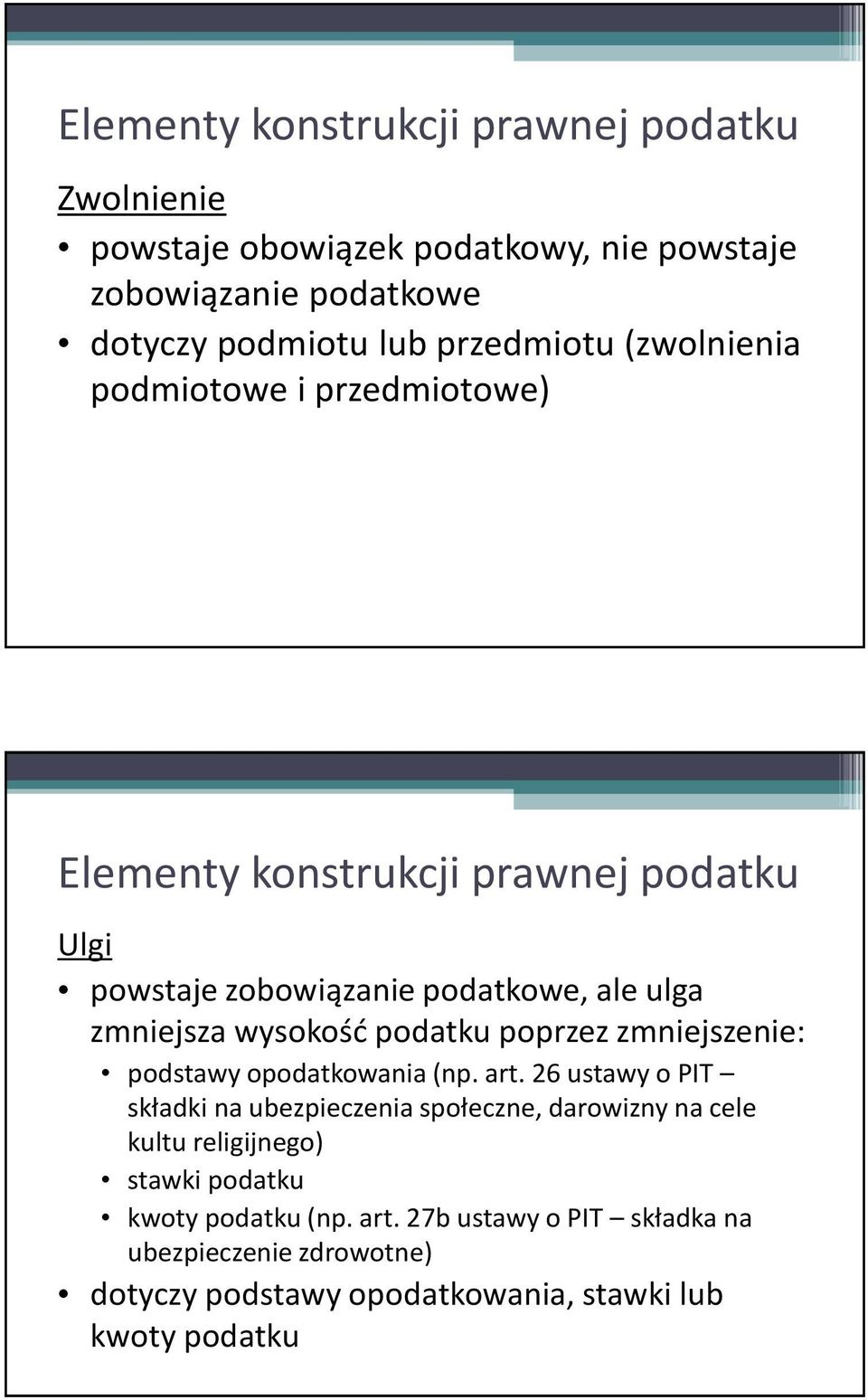 podstawy opodatkowania (np. art.