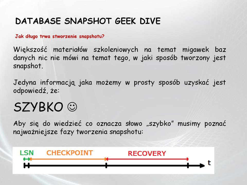 tego, w jaki sposób tworzony jest snapshot.