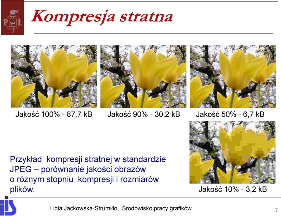 w standardzie JPEG porównanie jakości obrazów o różnym