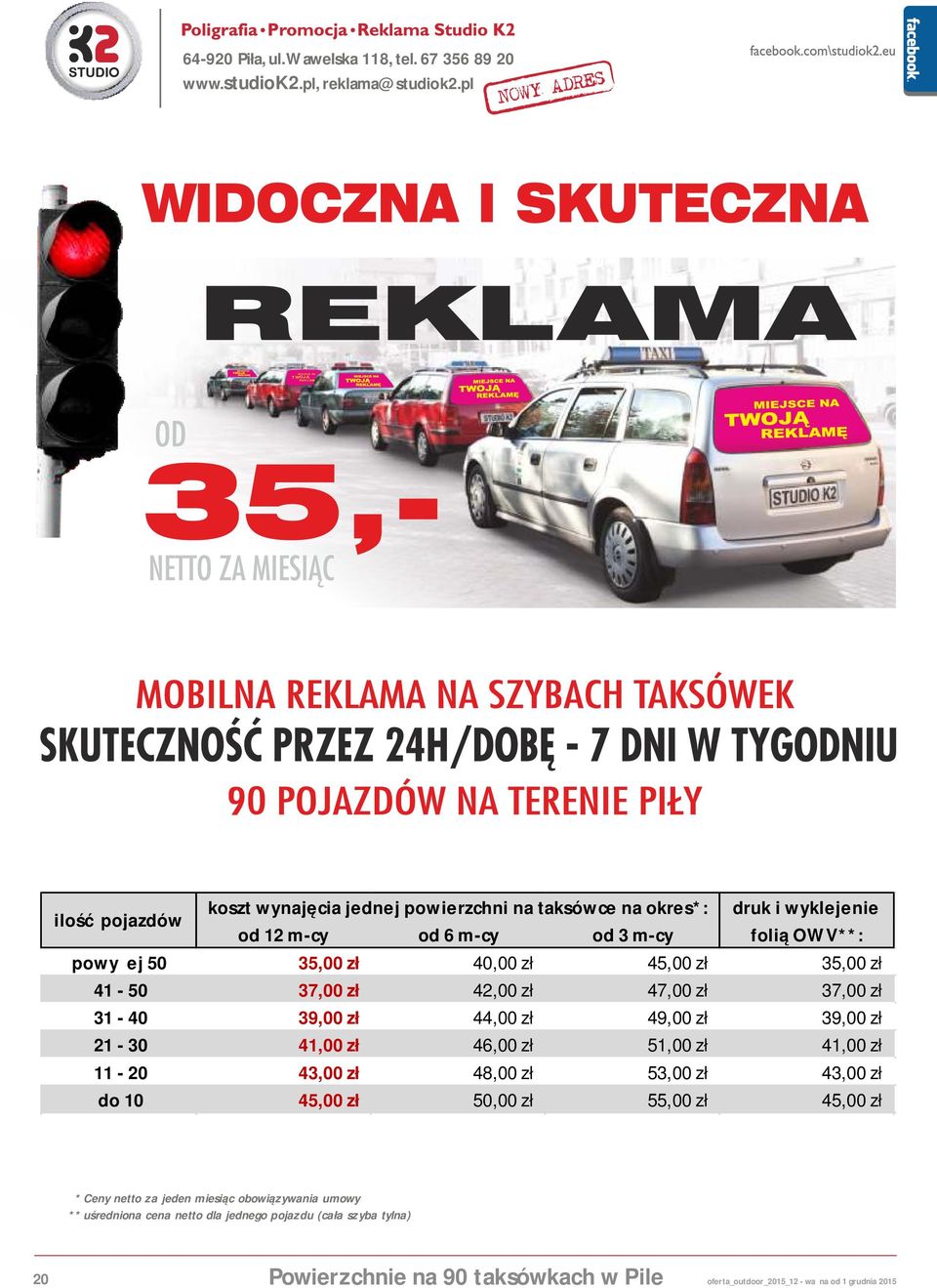 powyżej 50 35,00 zł 40,00 zł 45,00 zł 35,00 zł 41-50 37,00 zł 42,00 zł 47,00 zł 37,00 zł 31-40 39,00 zł 44,00 zł 49,00 zł 39,00 zł 21-30 41,00 zł 46,00 zł 51,00 zł